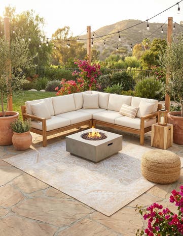 Natural Easy-Clean Aztec Indoor / Outdoor Square Rug