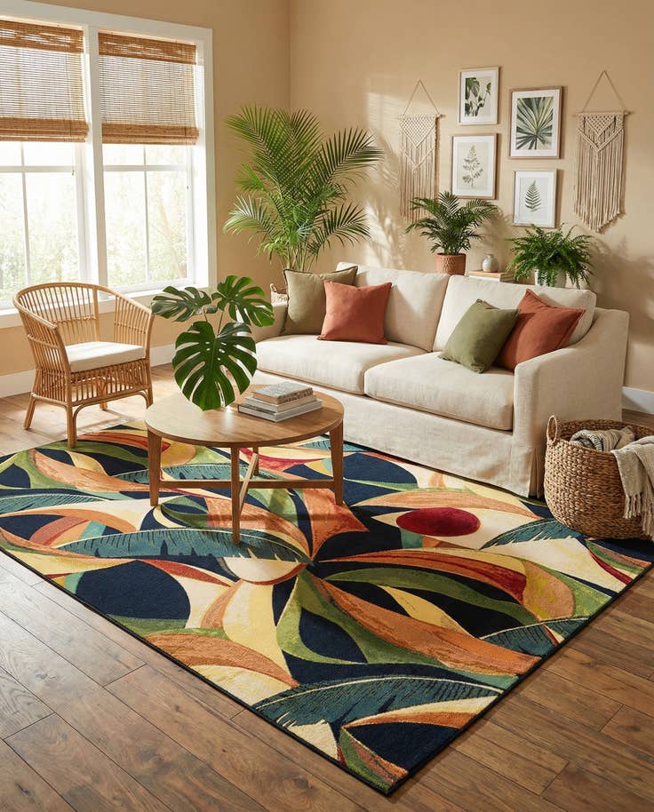 Detail image of 7' x 10' Easy-Clean Botanical Indoor / Outdoor Rug