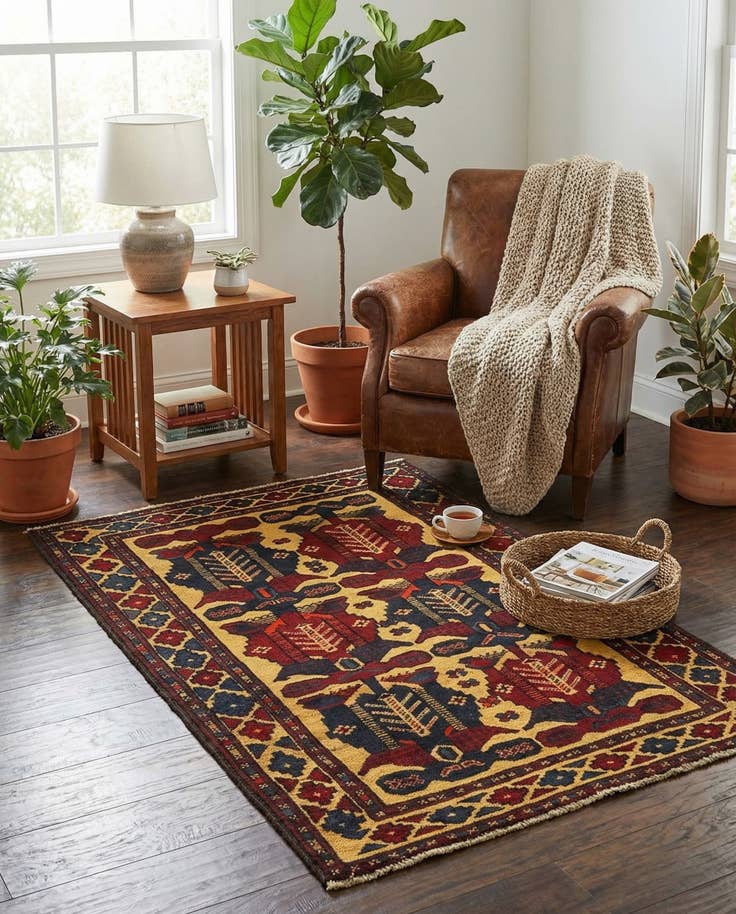 Detail image of 2' 8 x 4' 11 Hand Knotted Sumak Wool Rug