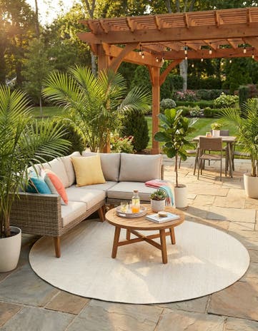 7' 10 x 7' 10 Easy-Clean Jill Zarin Palm Springs Indoor / Outdoor Round Rug