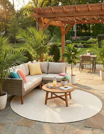 7' 10 x 7' 10 Easy-Clean Jill Zarin Palm Springs Indoor / Outdoor Round Rug