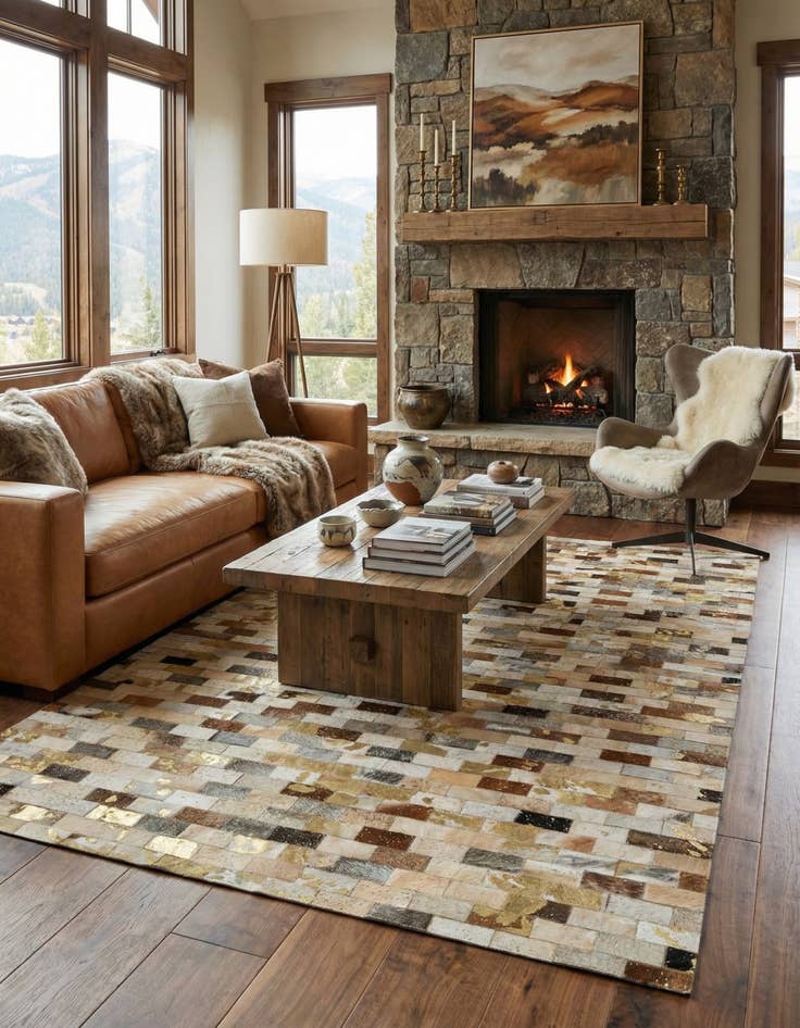 Detail image of  5' x 7' 11 Cowhide - Patchwork Rug