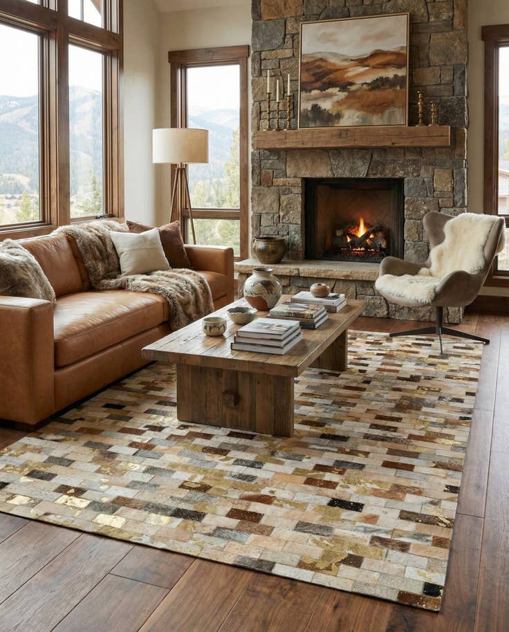 Detail image of 5' x 7' 11 Cowhide - Patchwork Rug