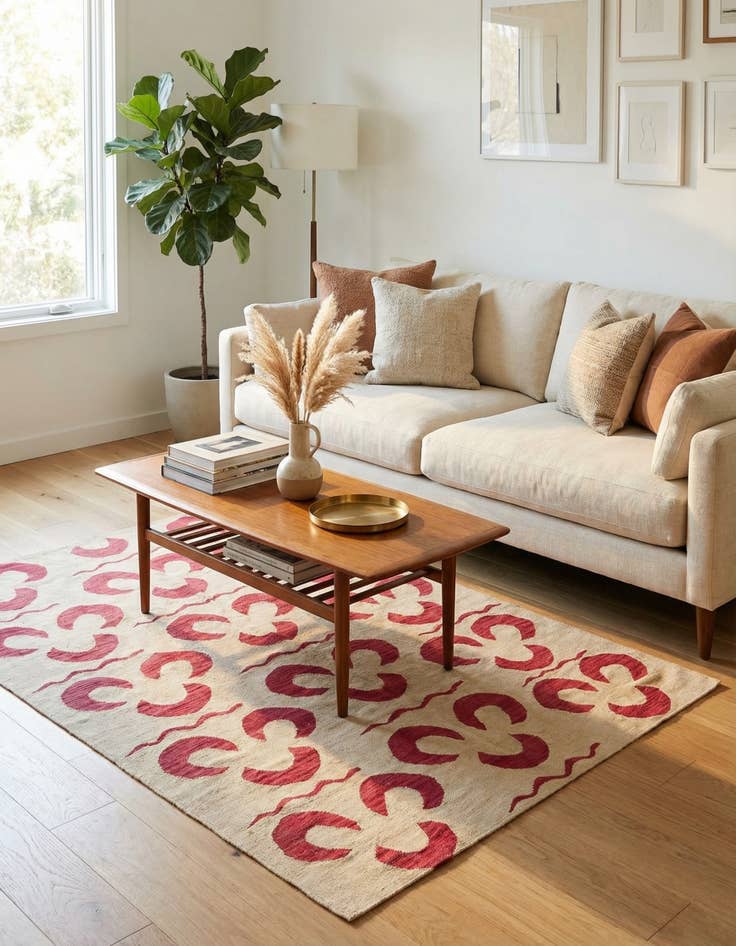 Detail image of 4' 6 x 6' 6  Hand Woven Kilim Modern Wool Rug