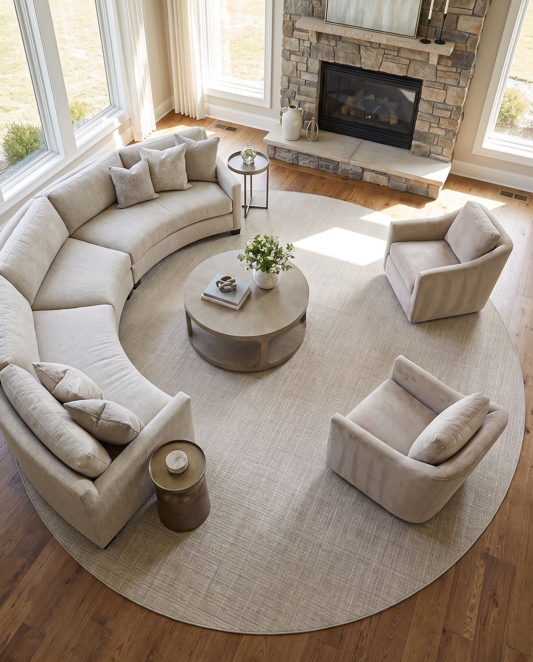 13' x 13' Easy-Clean Checkered Indoor / Outdoor Round Rug