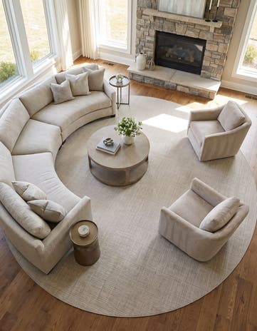 13' x 13' Easy-Clean Checkered Indoor / Outdoor Round Rug