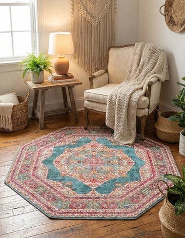 Turquoise Santiago Octagon Rug