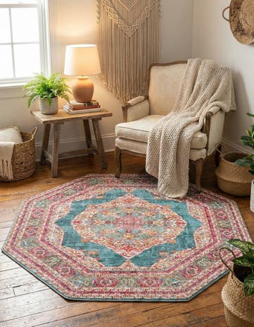 Turquoise Santiago Octagon Rug