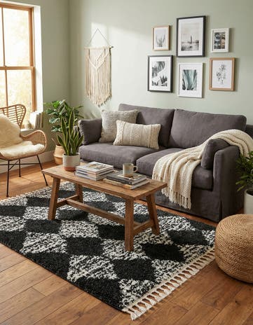 Black and White Serenity Shag Rug