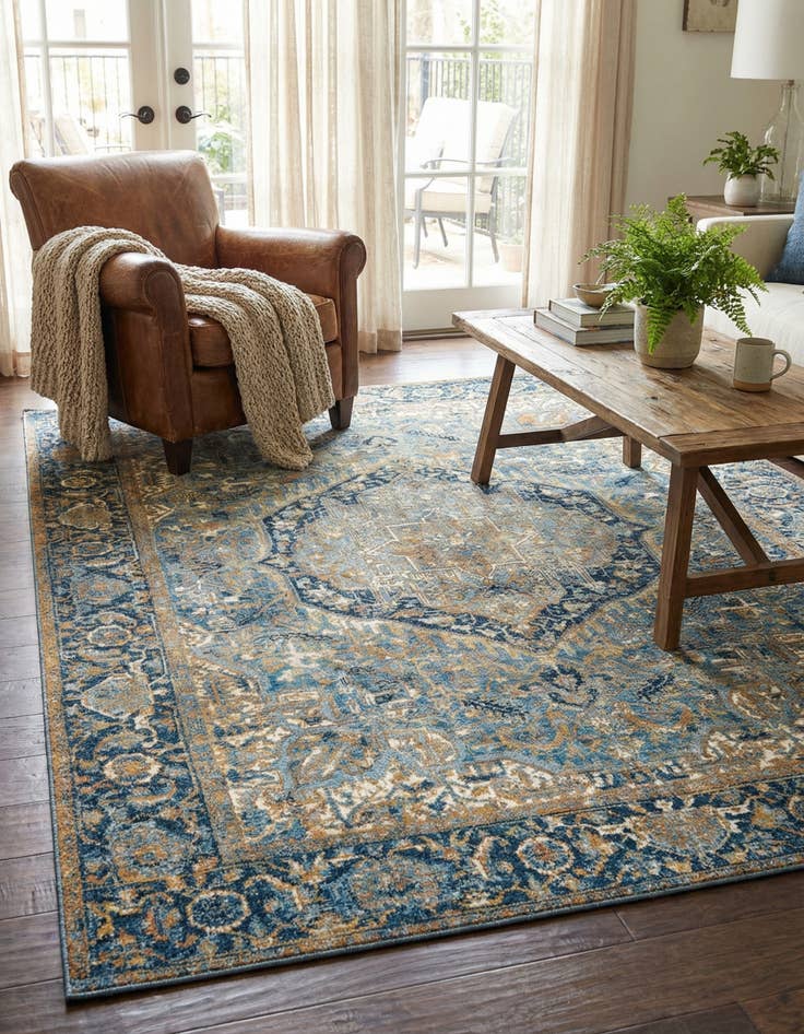 Detail image of 5' 3 x 8' Easy-Clean Traditional Indoor / Outdoor Rug