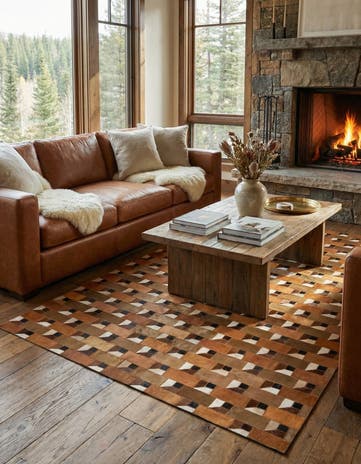 5' x 7' 10 Cowhide Leather Rug