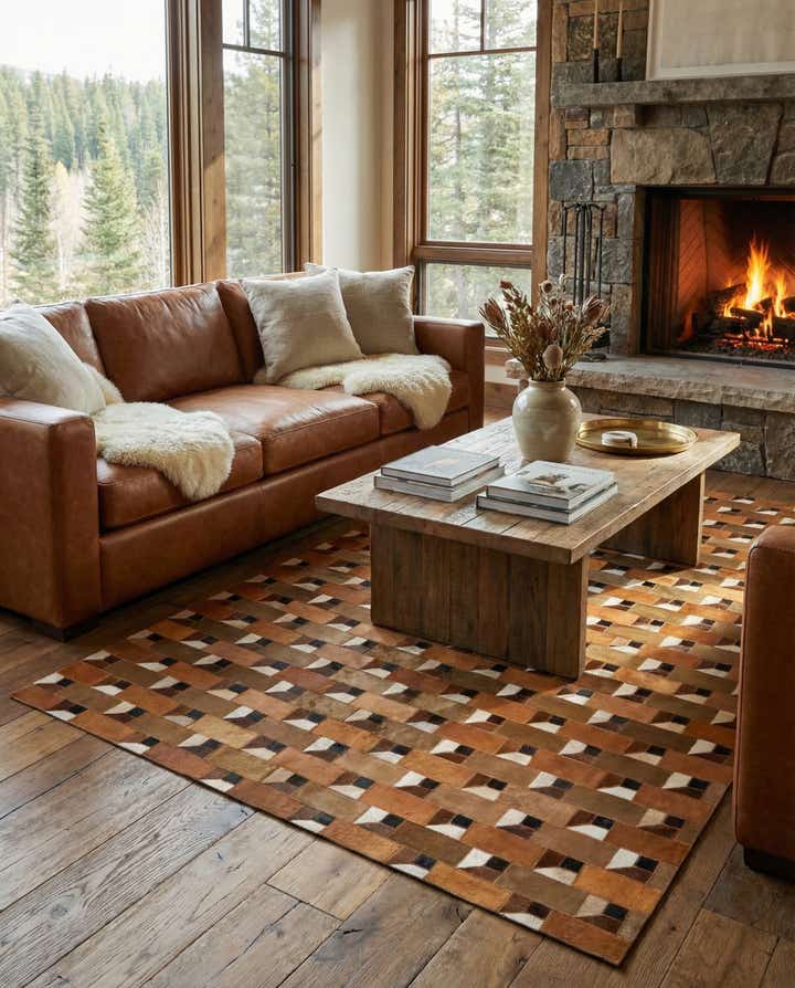 5' x 7' 10 Cowhide Leather Rug