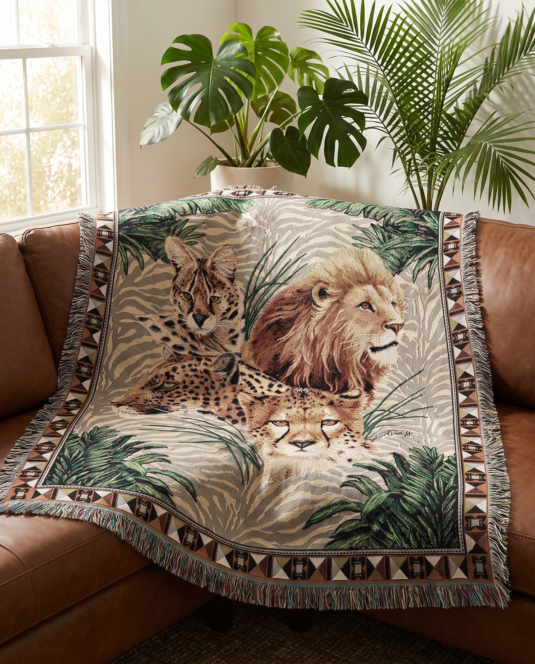 4' 6 x 6' Big Cats Throw Blanket