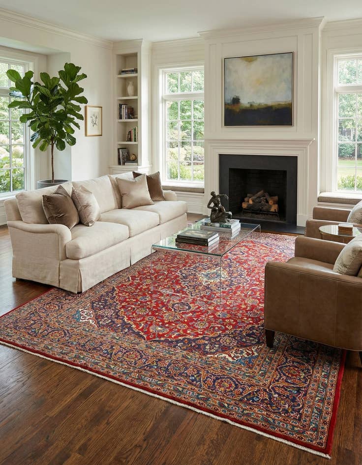 Detail image of 8' 3 x 11' 4 Kashan Wool Rug