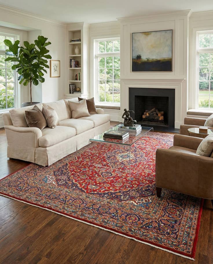 Detail image of 8' 3 x 11' 4 Kashan Wool Rug