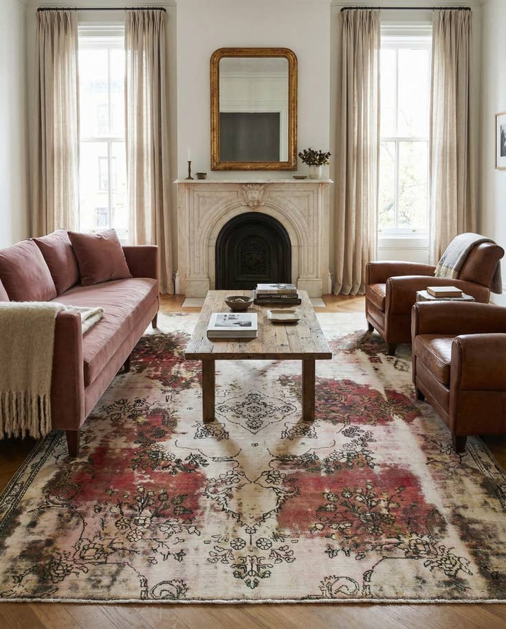 Detail image of 7' 3 x 10' 2 Hand Knotted Ultra Vintage Persian Wool Rug