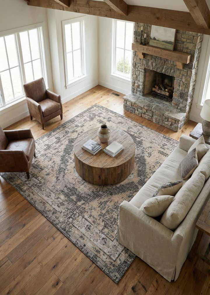 13' x 13' Easy-Clean Traditional Indoor / Outdoor Square Rug