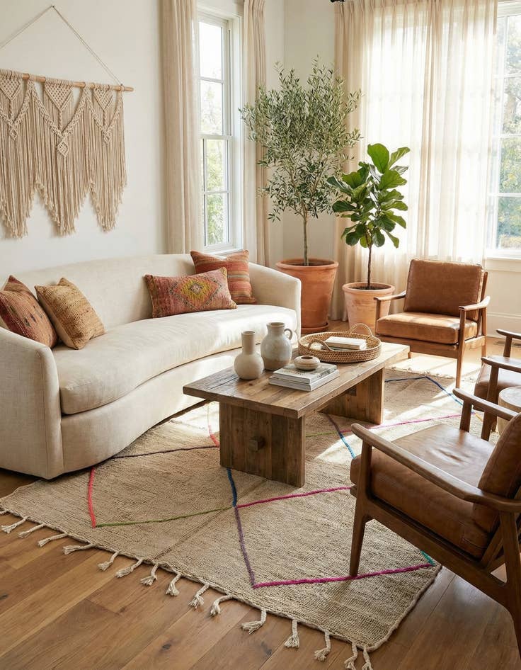 Detail image of 6' 7 x 9'  Hand Knotted Moroccan Wool Rug