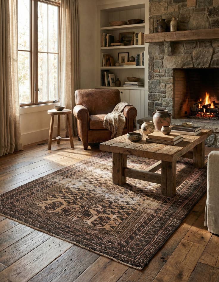 Detail image of  3' 4 x 5' 2  Hand Knotted Ultra Vintage Persian Wool Rug