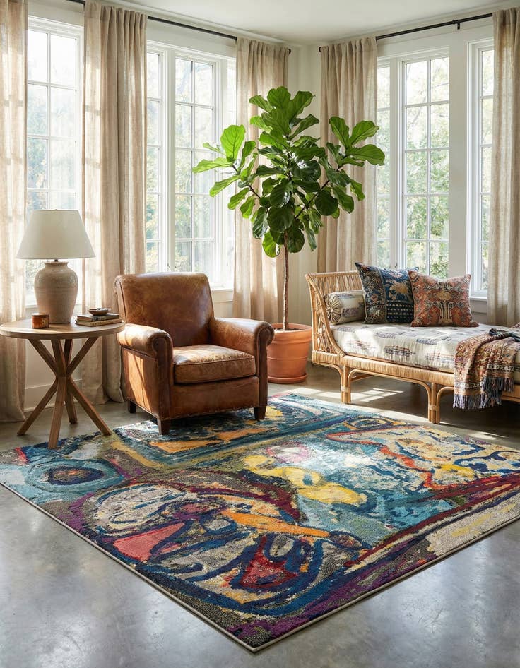 Detail image of 7' 10 x 7' 10  Washable Haerfest Square Rug