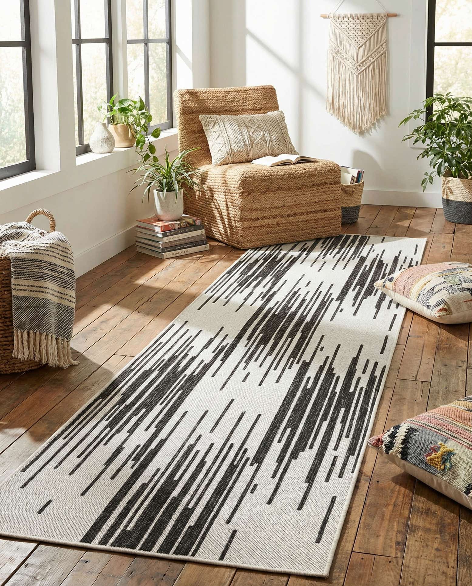 2' 7 x 12' Easy-Clean Modern Indoor / Outdoor Runner Rug