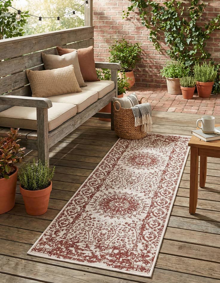 Detail image of 2' x 6'  Washable Traditional Indoor / Outdoor Runner Rug