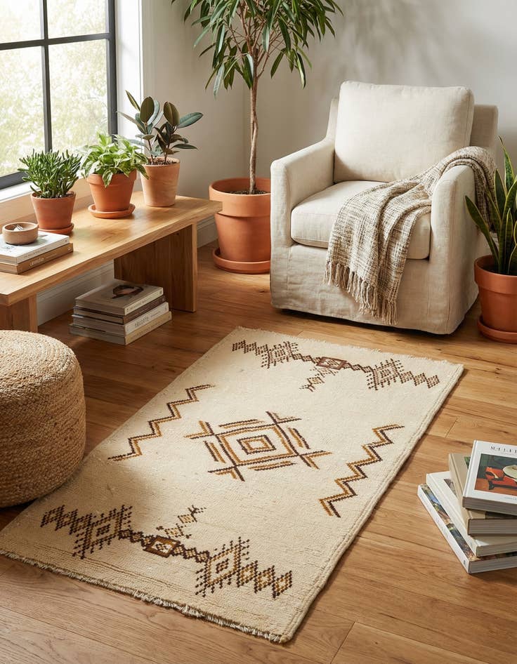 Detail image of  3' x 5' 6  Hand Knotted Moroccan Wool Rug