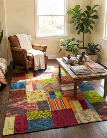 5' 4 x 7' 8 Hand Woven Kilim Patchwork Wool Rug