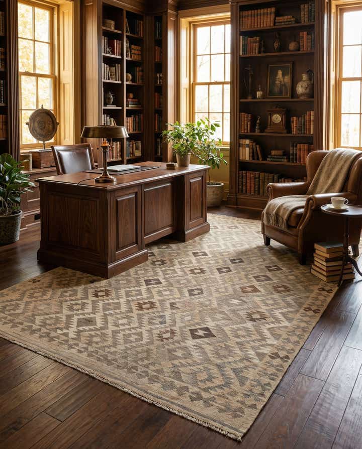 6' 6 x 9' 5 Hand Knotted Kilim Maymana Wool Rug