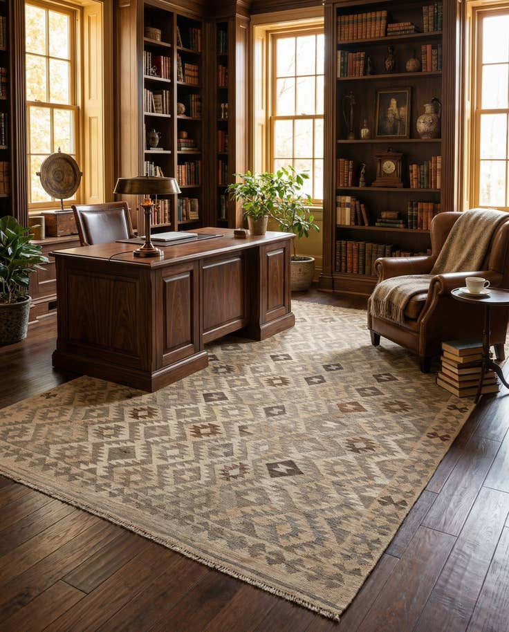 Detail image of 6' 6 x 9' 5 Hand Knotted Kilim Maymana Wool Rug
