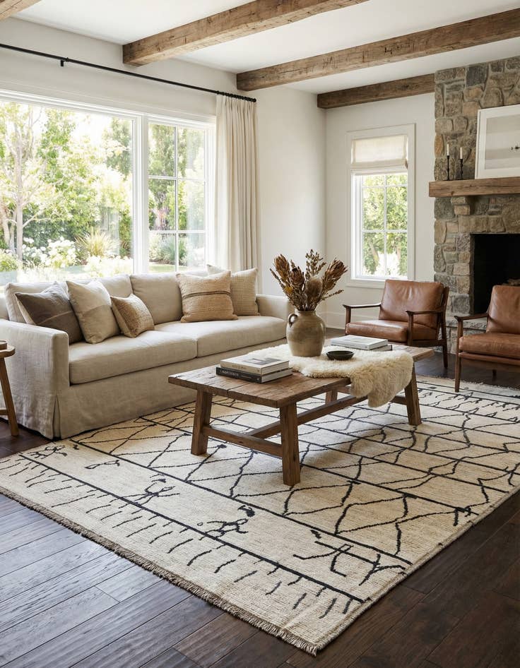 Detail image of  9' 3 x 11' 8  Hand Knotted Moroccan Wool Rug