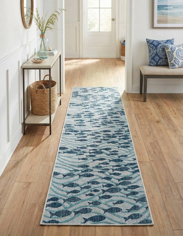 Detail image of  2' 7 x 12'  Washable Coastal Indoor / Outdoor Runner Rug
