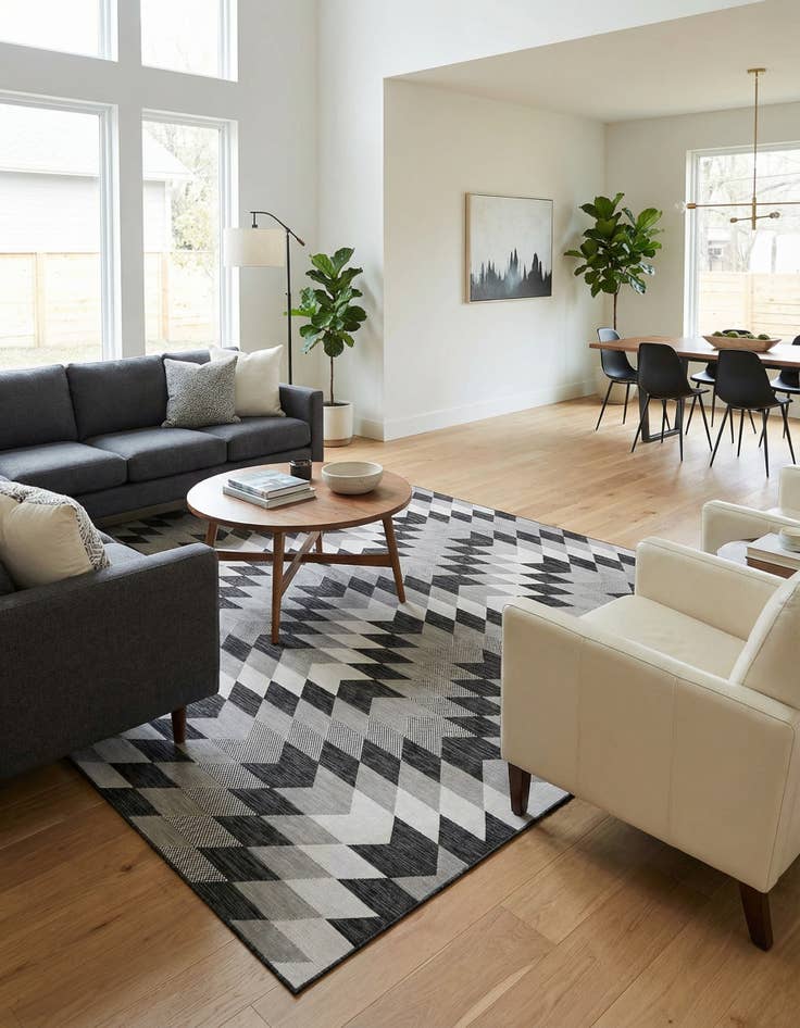 Detail image of  10' x 14'  Washable Modern Indoor / Outdoor Rug