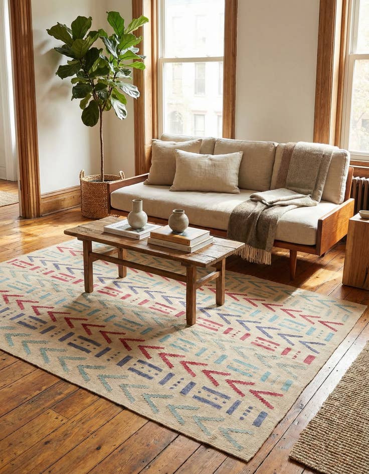 Detail image of 5' 10 x 7' 9  Hand Woven Kilim Modern Wool Rug