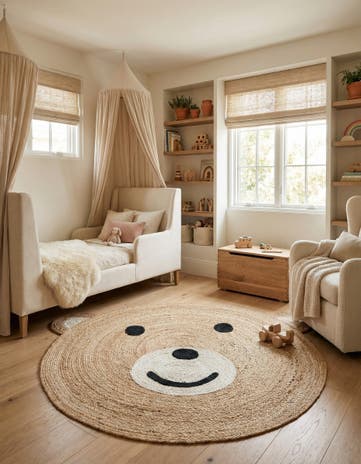 7' 10 x 7' 10 Hand Braided Kids Braided Jute Round Rug