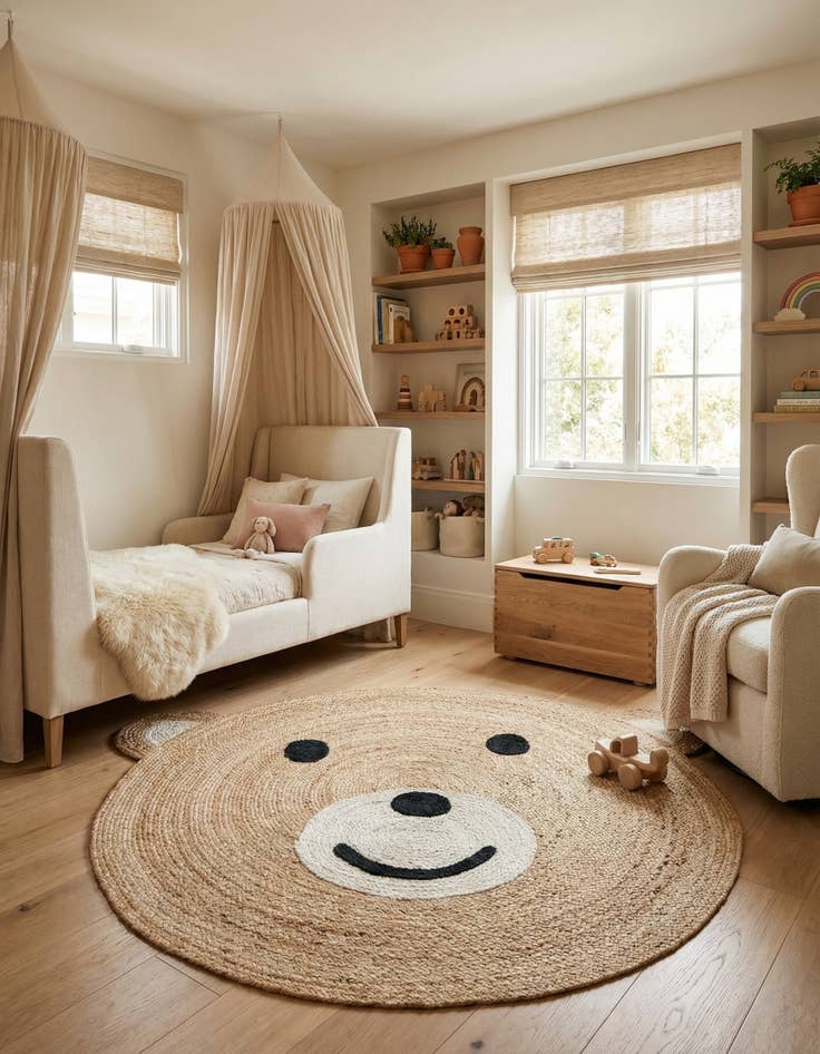 Detail image of  7' 10 x 7' 10  Hand Braided Kids Braided Jute Round Rug