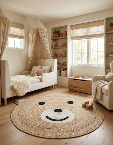 7' 10 x 7' 10 Hand Braided Kids Braided Jute Round Rug