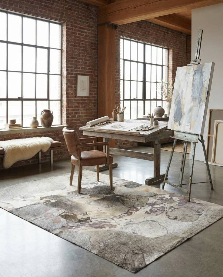 Detail image of 5' 3 x 7' 5 Cowhide Leather Rug