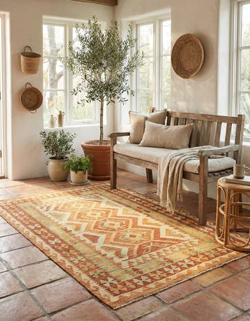 3' 10 x 5' 10 Hand Woven Kilim Waziri Wool Rug