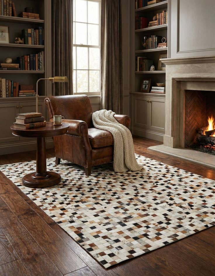 Detail image of 5' x 7' 10 Cowhide Stocks Rug