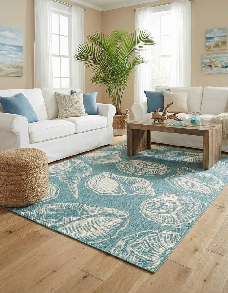 Detail image of 6' x 9' Easy-Clean Coastal Indoor / Outdoor Rug