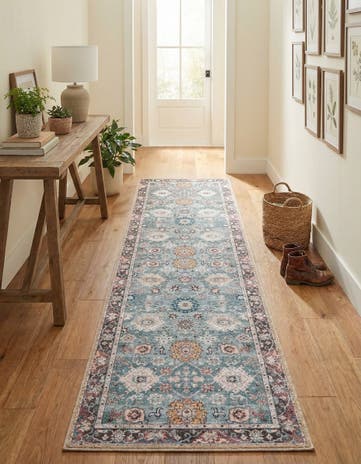 Green Washable Timeless Runner Rug