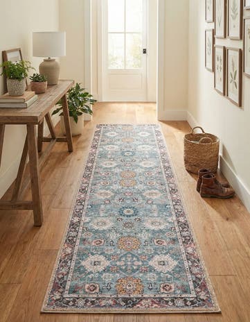 Green Washable Timeless Runner Rug