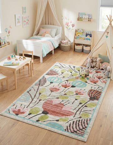 3' 3 x 5' 3 Flowers Whimsy Kids Rug