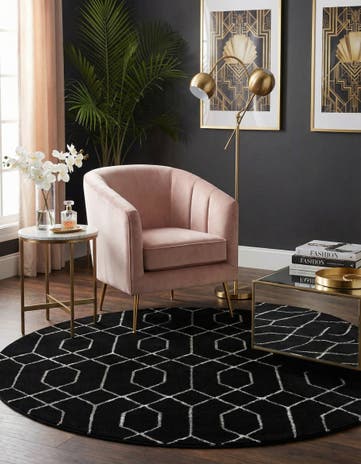 Black and Silver Marilyn Monroe&trade; Glam Trellis Round Rug