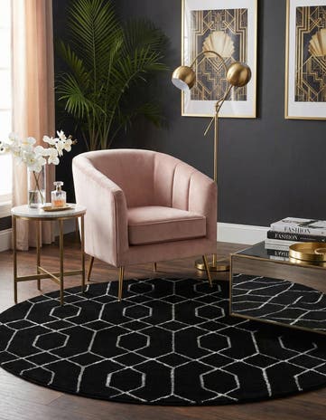 Black and Silver Marilyn Monroe™ Glam Trellis Round Rug