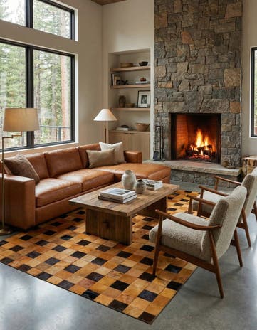 5' 1 x 8' Cowhide Stocks Rug