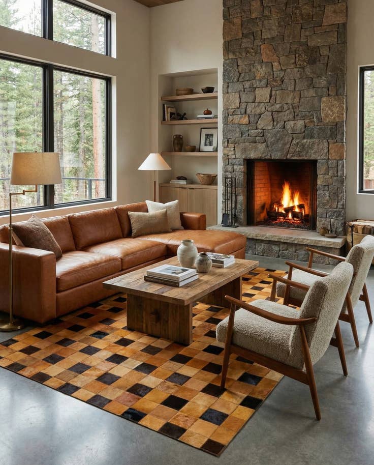 Detail image of 5' 1 x 8' Cowhide Stocks Rug
