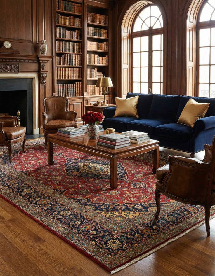 Detail image of 7' 4 x 10' 4 Kashan Wool Rug