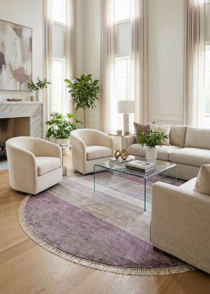 6' 7 x 6' 7 Hand Knotted Darya Wool Round Rug